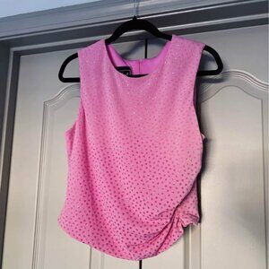 Y2K Pink Glitter Dot Dressy Tank Top, Women’s Large
